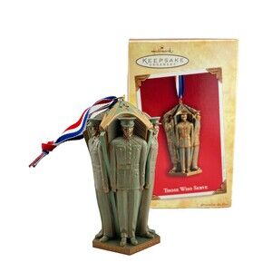 NIB Vtg 2004 Hallmark Keepsake Ornament Those Who Serve Military Soldier Salute